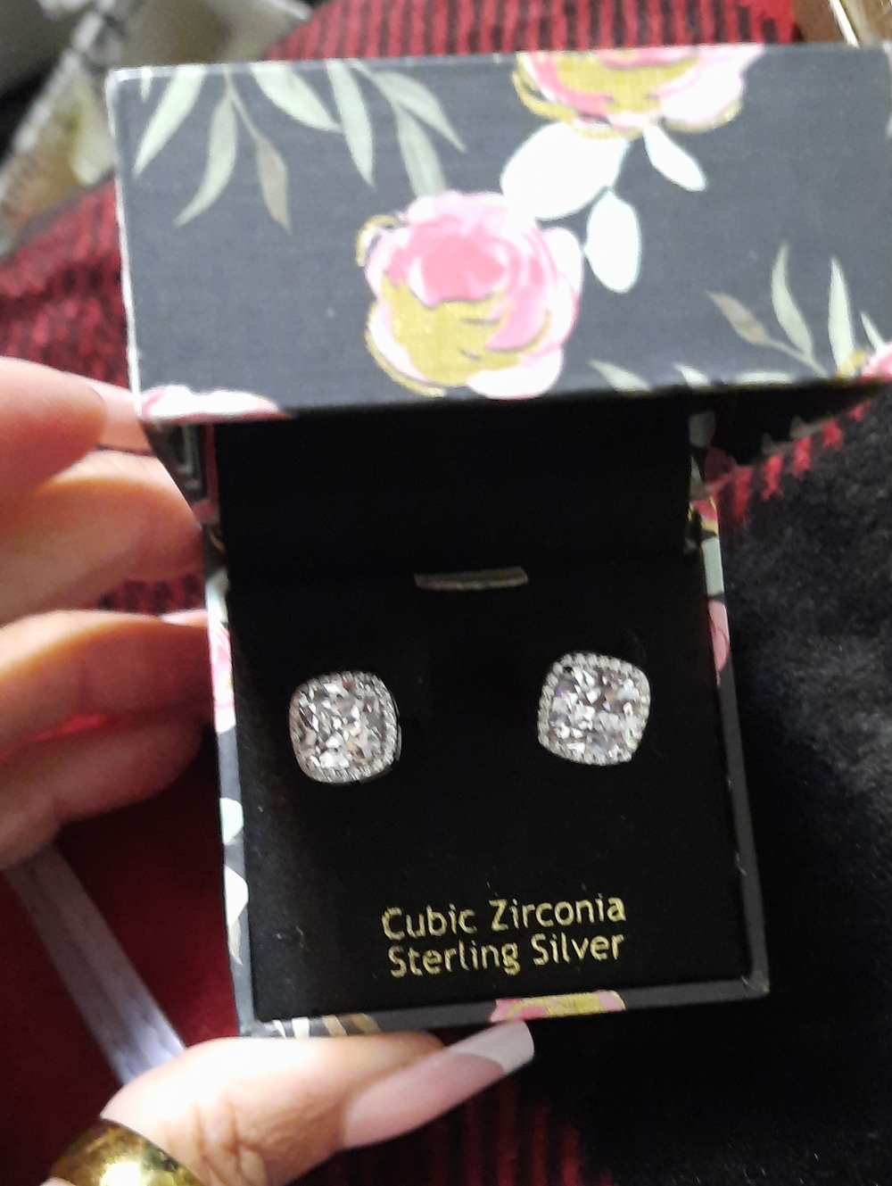 MASSIVE PRINCESS CUT CZ HALO STUD EARRINGS 🎁 GIFT BOXED SOLID STERLING SILVER